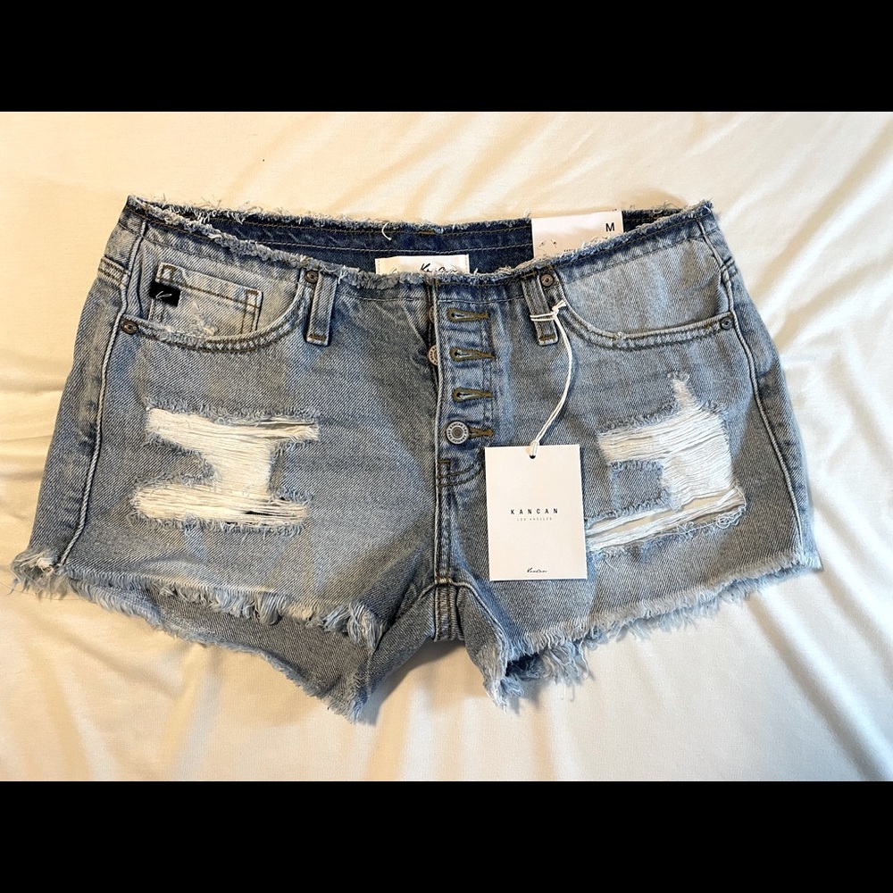 KanCan Orion Low Rise Button Down Jean Shorts Medium